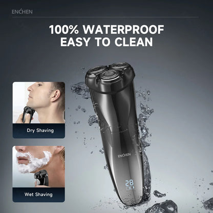 TravelShavers 3D Blackstone Travel Electric Shaver – TSA-Friendly, Compact 3D Floating Head for On-the-Go Grooming