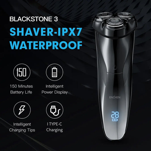 TravelShavers 3D Blackstone Travel Electric Shaver – TSA-Friendly, Compact 3D Floating Head for On-the-Go Grooming